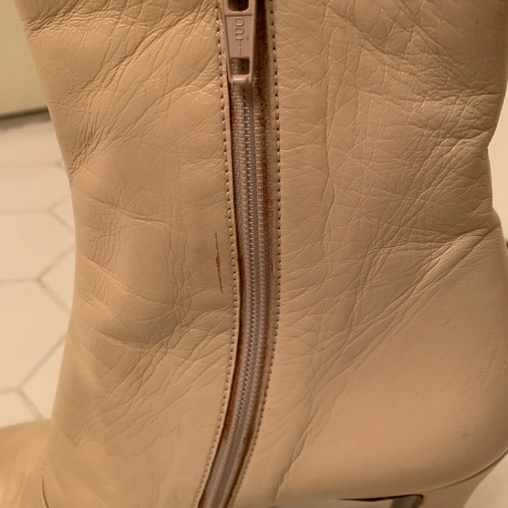 Miu Miu Creme Round Toe Booties - image 3